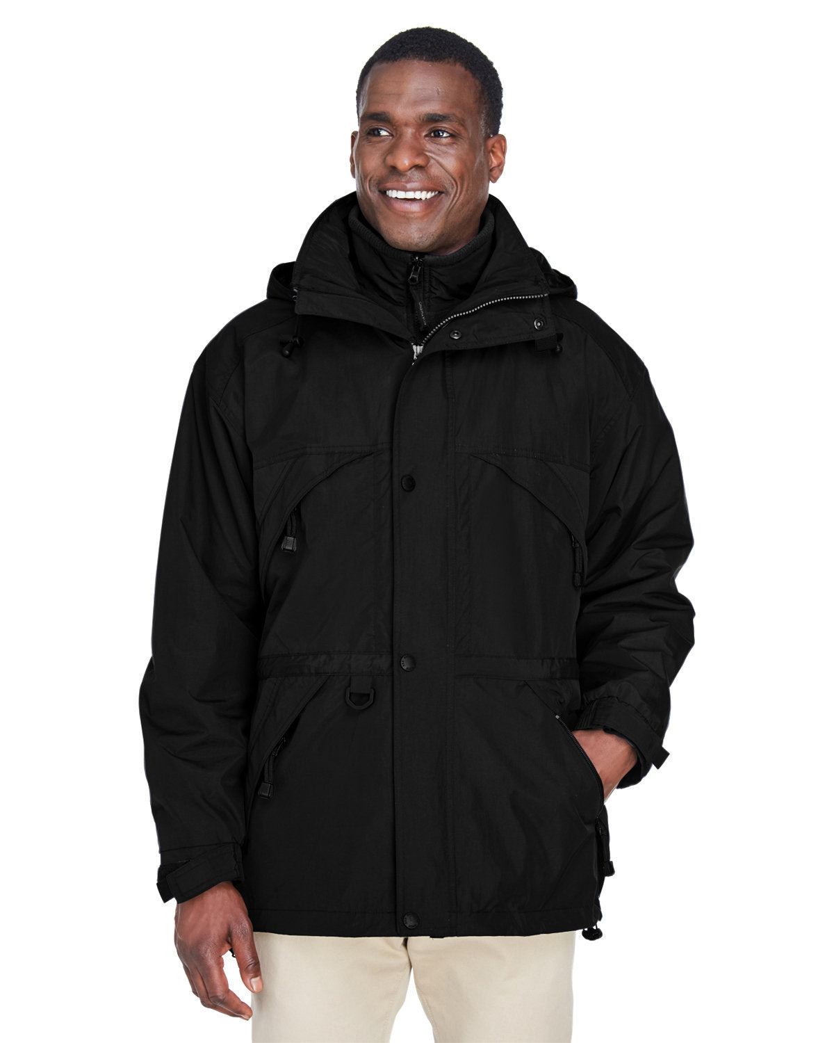 North End Adult 3-in-1 Parka with Dobby Trim - Black