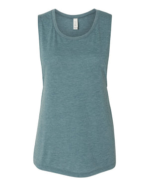 BELLA + CANVAS Ladies' Flowy Scoop Muscle Tank - Heather Deep Teal
