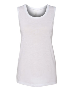 BELLA + CANVAS Ladies' Flowy Scoop Muscle Tank - White