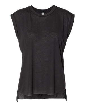 BELLA + CANVAS Ladies' Flowy Muscle T-Shirt with Rolled Cuff - Black