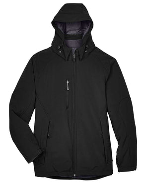 North End Men's Glacier Insulated Three-Layer Fleece Bonded Soft Shell Jacket with Detachable Hood - Black