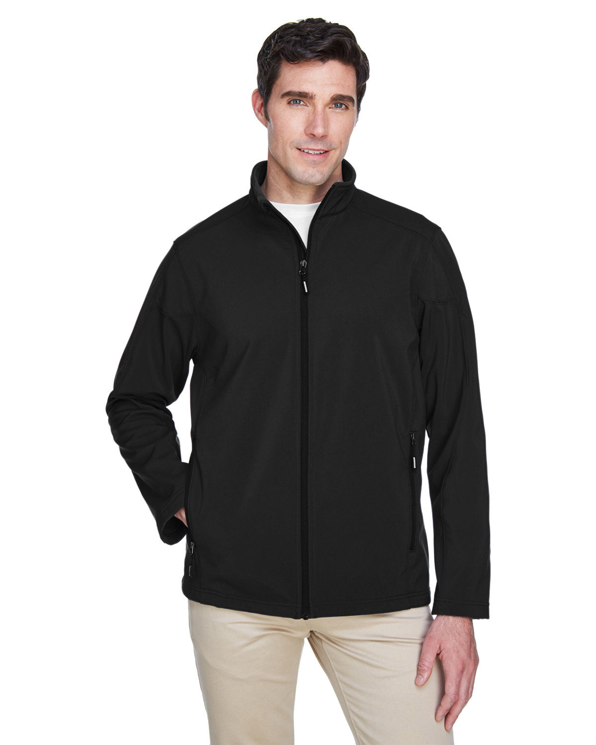 Core365 Men's Tall Cruise Two-Layer Fleece Bonded Soft Shell Jacket - Front