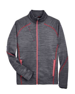 North End Men's Flux Mélange Bonded Fleece Jacket - Carbon/ Olympic Red