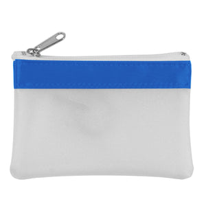 Zippered Coin Pouch - Frost With White & Royal