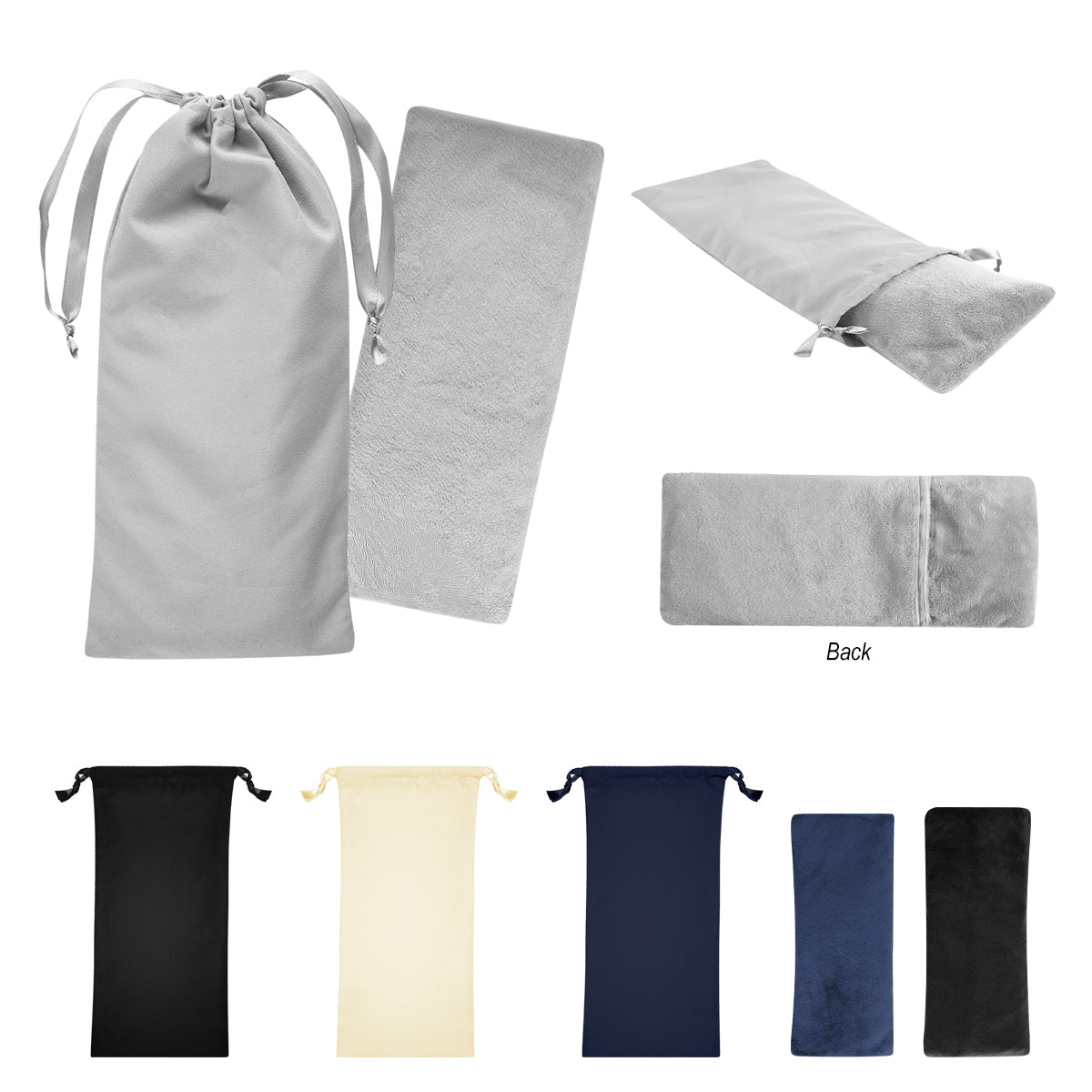 Eye Pillow With Polyester Drawstring Pouch - Navy Blue/Gray