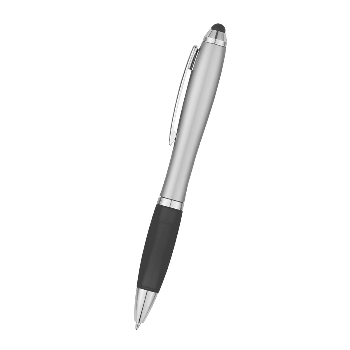 Satin Stylus Pen - Silver With Charcoal