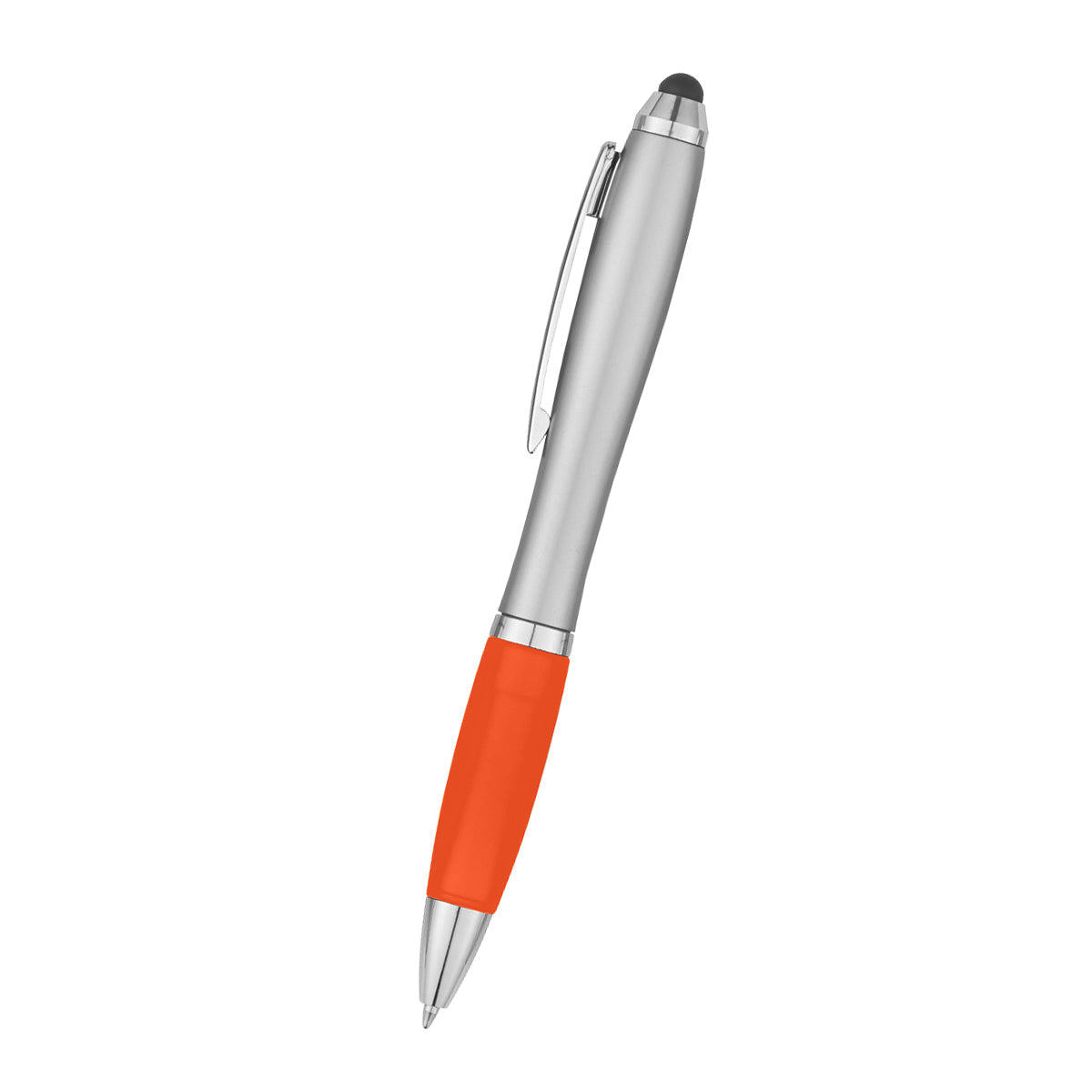 Satin Stylus Pen - Silver With Orange