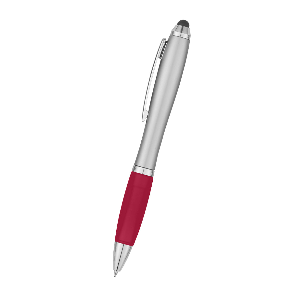 Satin Stylus Pen - Silver With Red