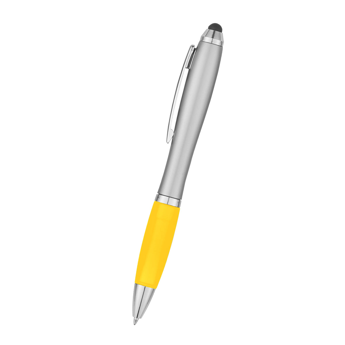 Satin Stylus Pen - Silver With Yellow