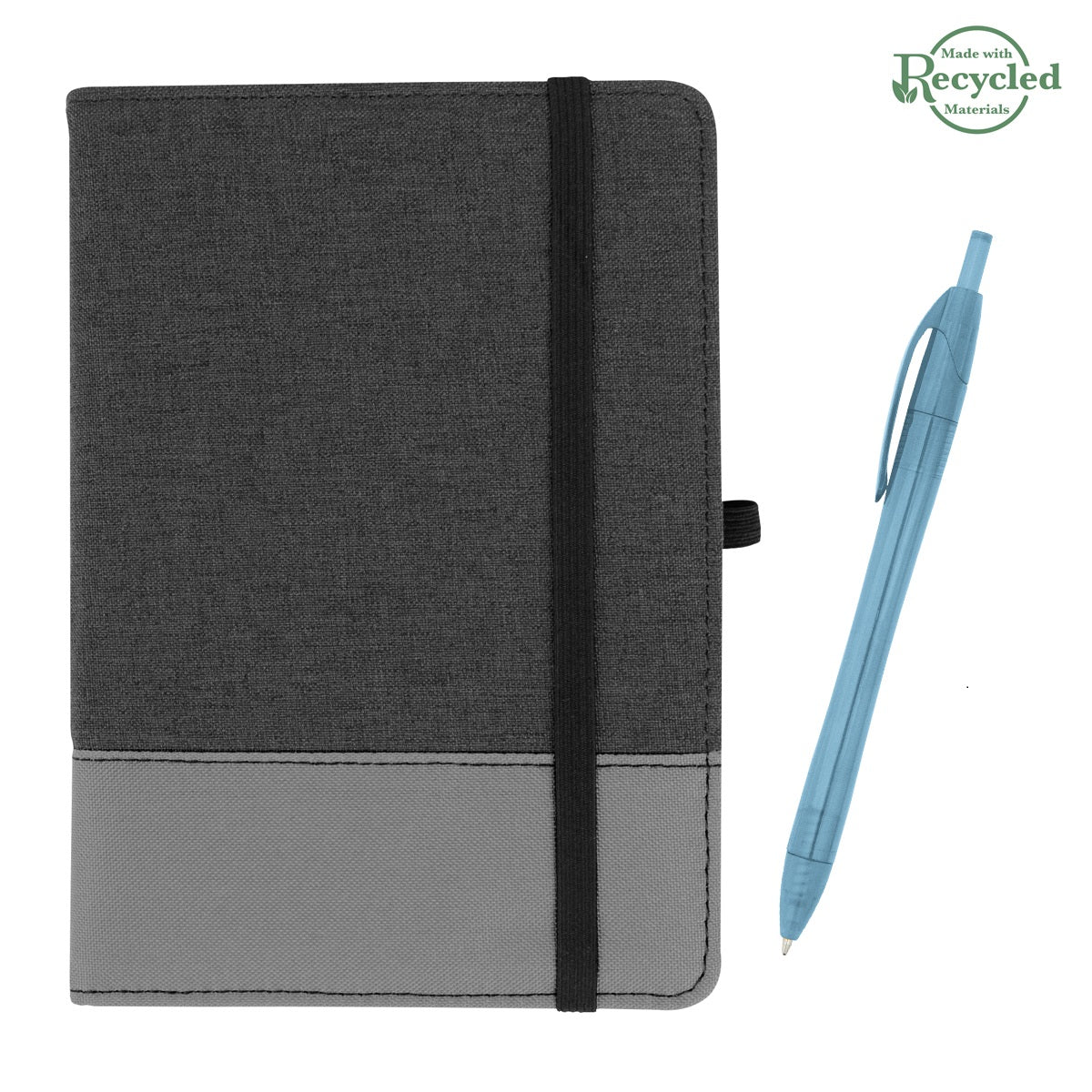 rPET Journal With Pen - Charcoal With Gray/Translucent Teal
