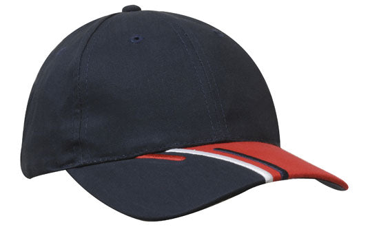 6 Panel Brushed Cotton Cap 3 Colour Peak - Custom Embroidered -