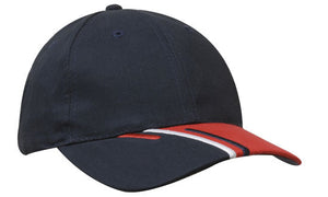 6 Panel Brushed Cotton Cap 3 Colour Peak - Custom Embroidered -