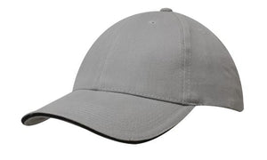 6 Panel Brush Heavy Cotton Sandwich Peak Cap - Custom Embroidered - HP4210 -