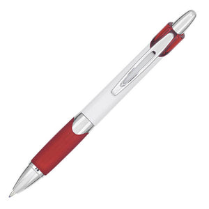 Blazer Plastic Click-Action Promotional Pen - White With Red