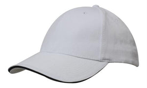 6 Panel Brush Heavy Cotton Sandwich Peak Cap - Custom Embroidered - HP4210 -