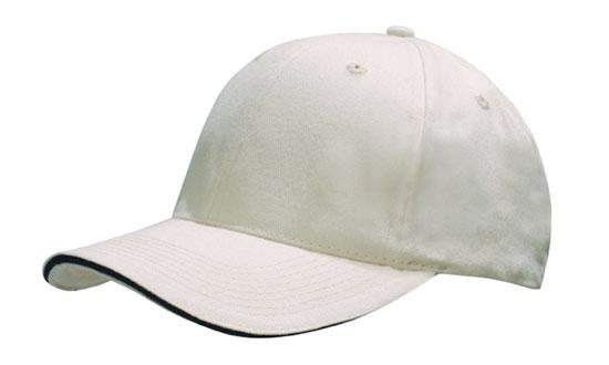 6 Panel Brush Heavy Cotton Sandwich Peak Cap - Custom Embroidered