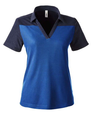 CORE365 Ladies' Fusion ChromaSoft Colorblock Polo - True Royal/ Classic Navy Heather