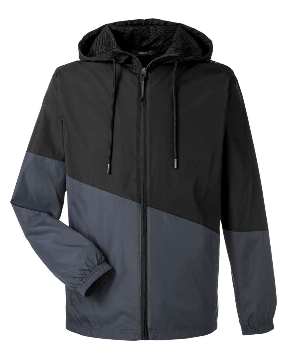 CORE365 Unisex Techno Lite Colorblock Windbreaker - Black/ Carbon