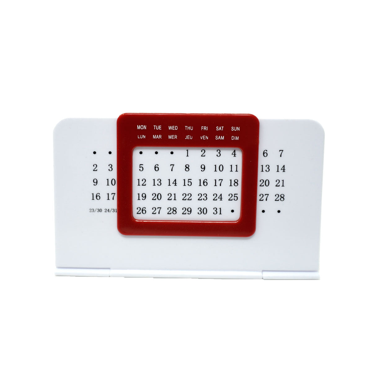 Perpetual Desk Calendar - White With Burgundy