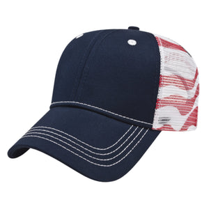 Flag Mesh Back Cap - Navy Blue/Red/White/Blue