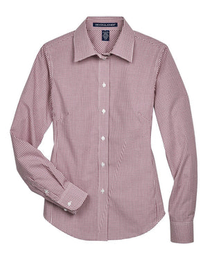 Devon & Jones Women's Crown Collection® Gingham Check Woven Dress Shirt - Burgundy