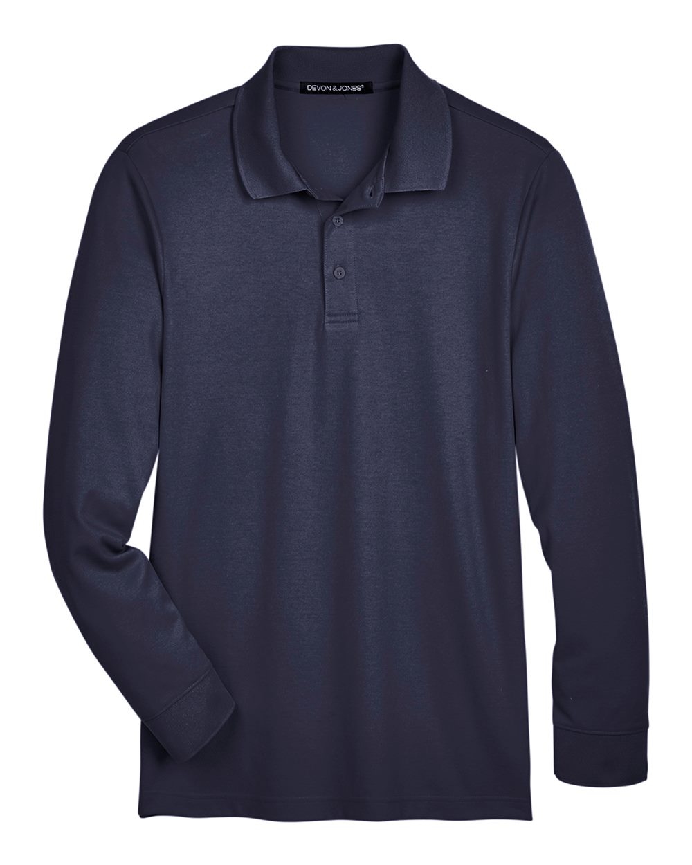 Devon & Jones CrownLux Performance® Men's Plaited Long Sleeve Polo - Navy