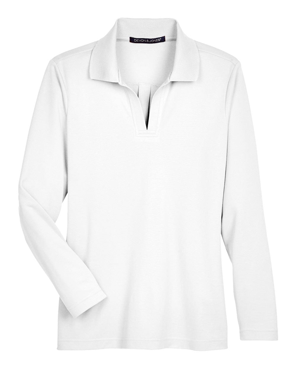 Devon & Jones CrownLux Performance® Ladies' Plaited Long Sleeve Polo - White