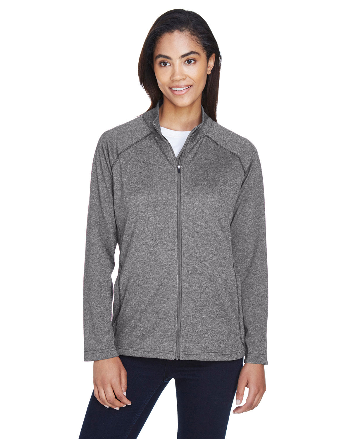 Devon & Jones Ladies' Stretch Tech-Shell® Compass Full-Zip - Dk Grey Heather