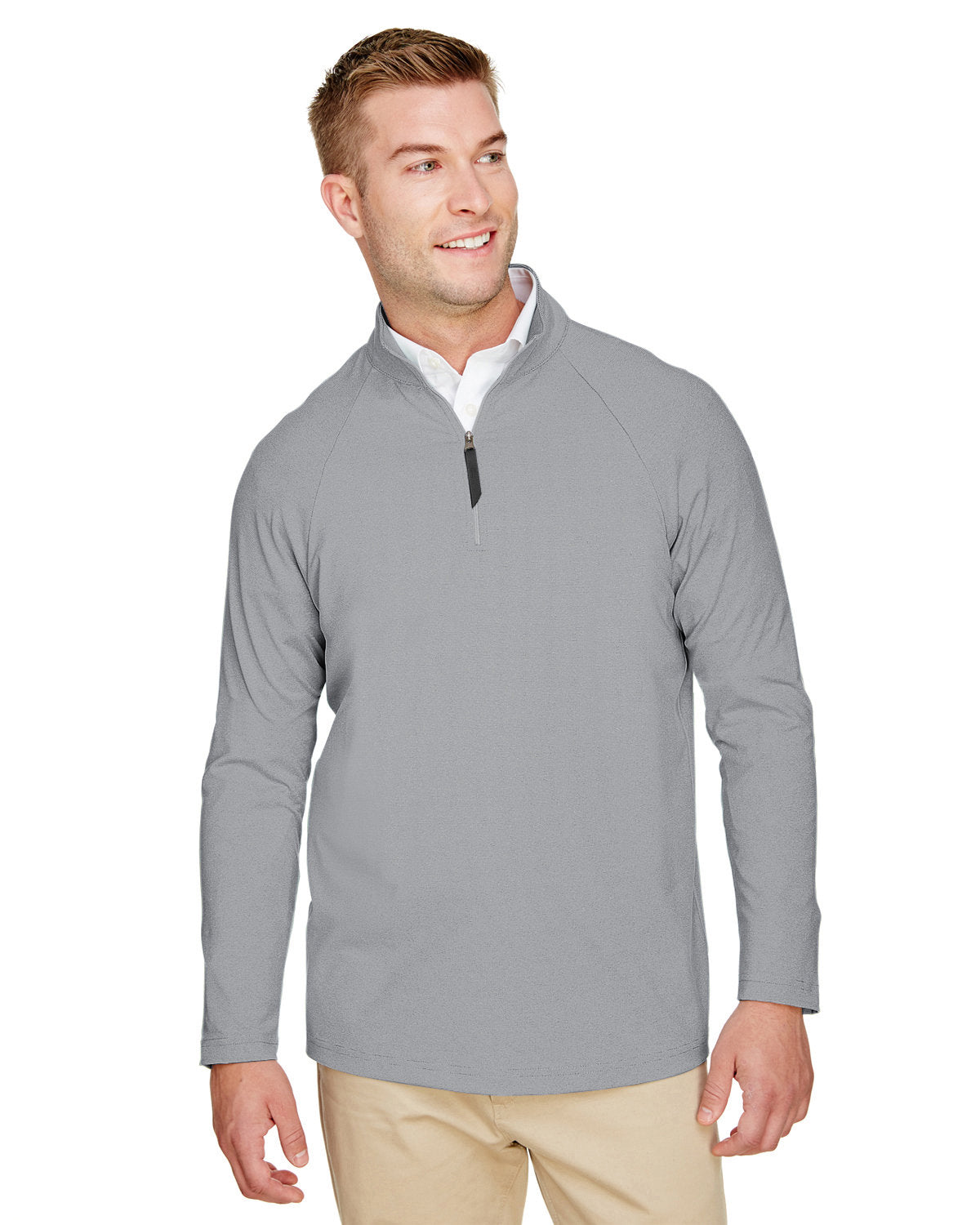 Devon & Jones CrownLux Performance® Men's Clubhouse Micro-Stripe Quarter-Zip - Black