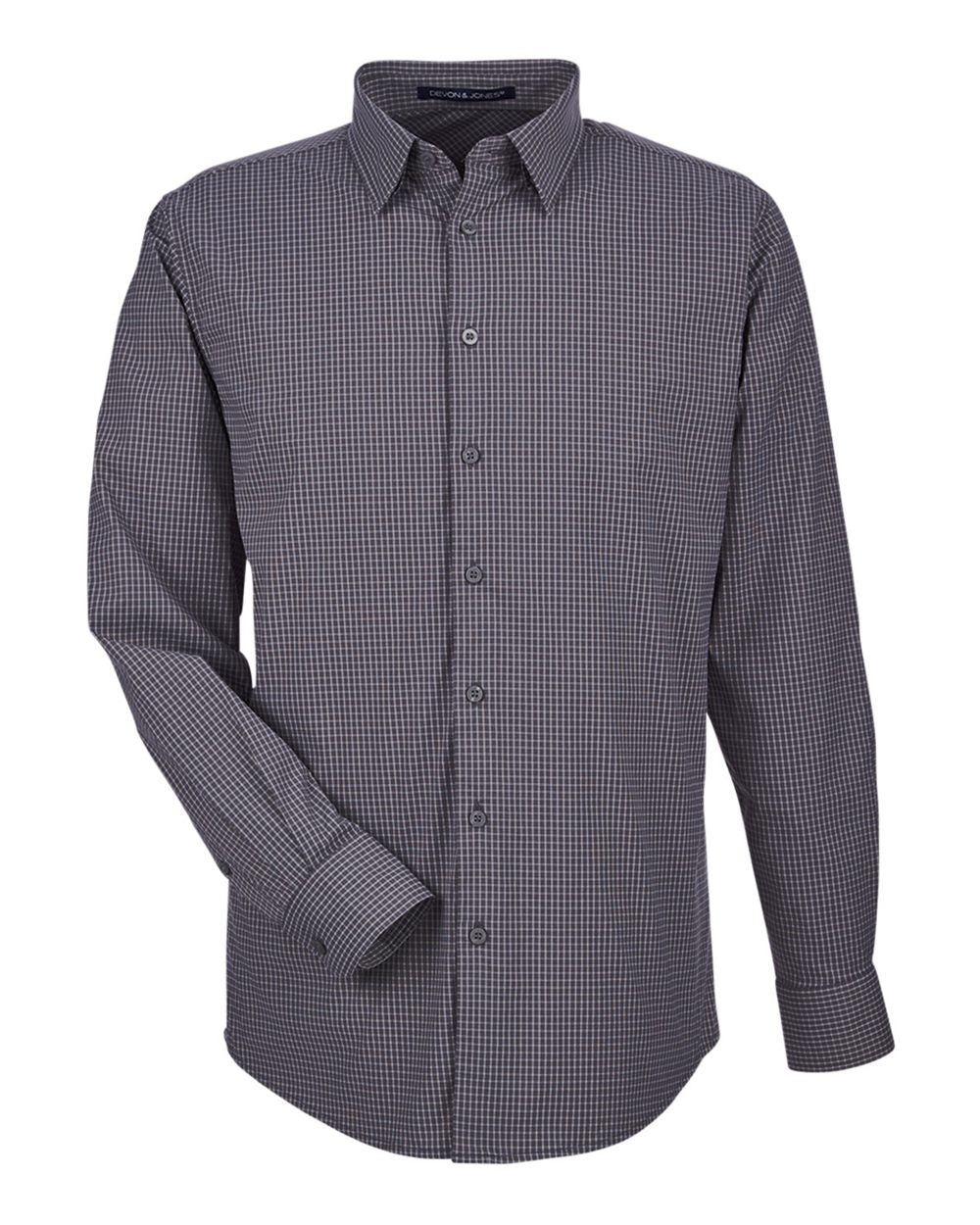 Devon & Jones CrownLux Performance® Men's Tonal Mini Check Woven Shirt - Carbon