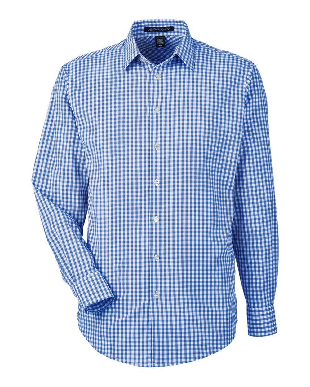 Devon & Jones CrownLux Performance® Men's Gingham Shirt - French Blue/ White