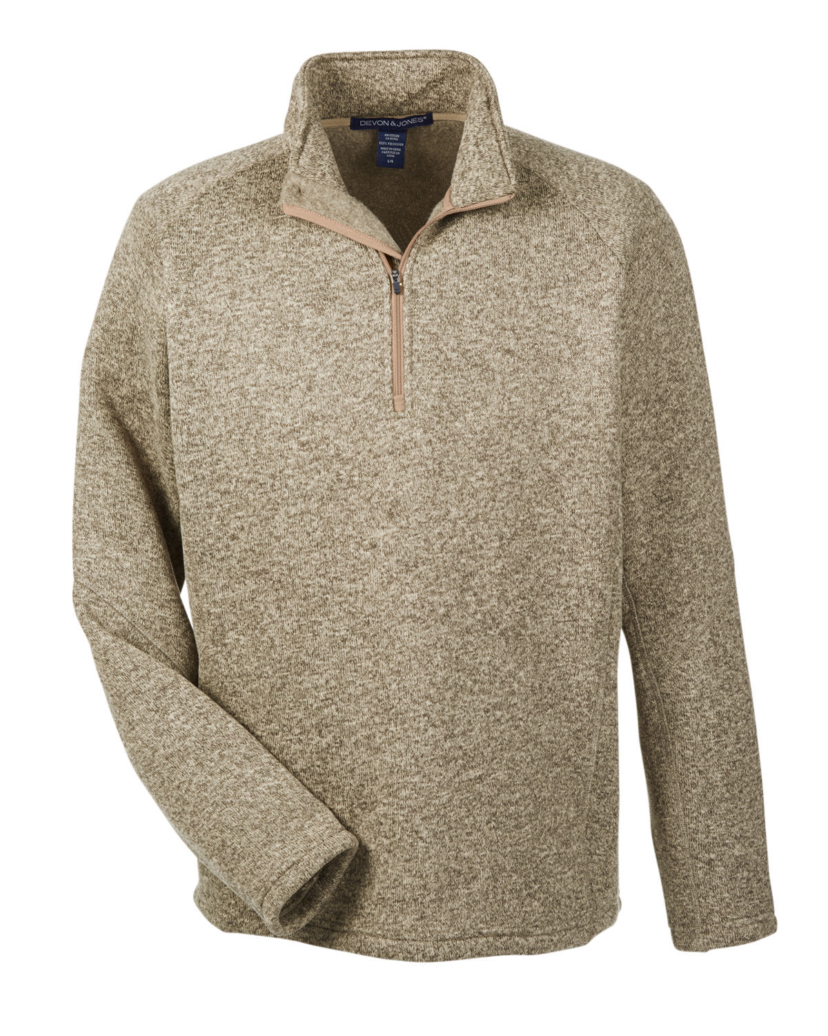 Devon & Jones Adult Bristol Sweater Fleece Quarter-Zip - Khaki Heather