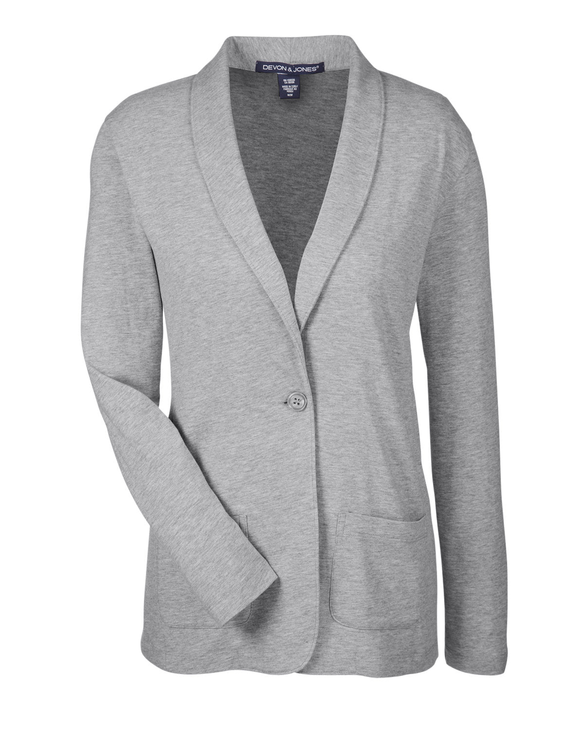Devon & Jones Ladies' Perfect Fit™ Shawl Collar Cardigan - Grey Heather