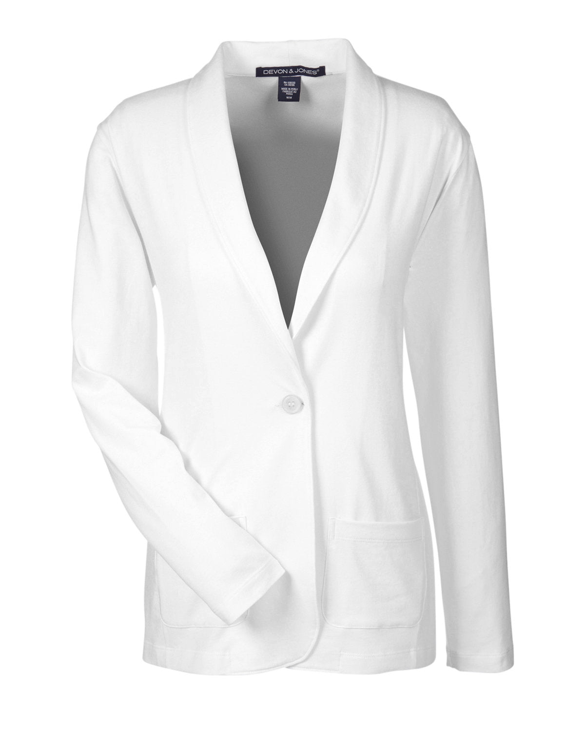 Devon & Jones Ladies' Perfect Fit™ Shawl Collar Cardigan - White