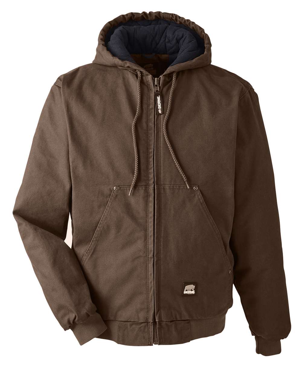 Berne Apparel Berne Men's Highland Washed Cotton Duck Hooded Jacket - Bark
