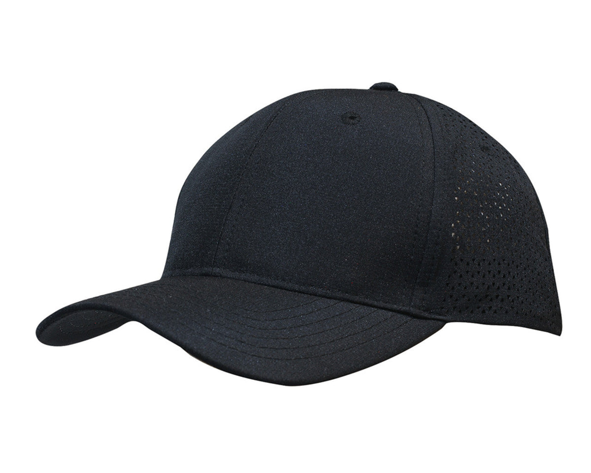 Sports Ripstop Twill With Triangle Perforations - Black