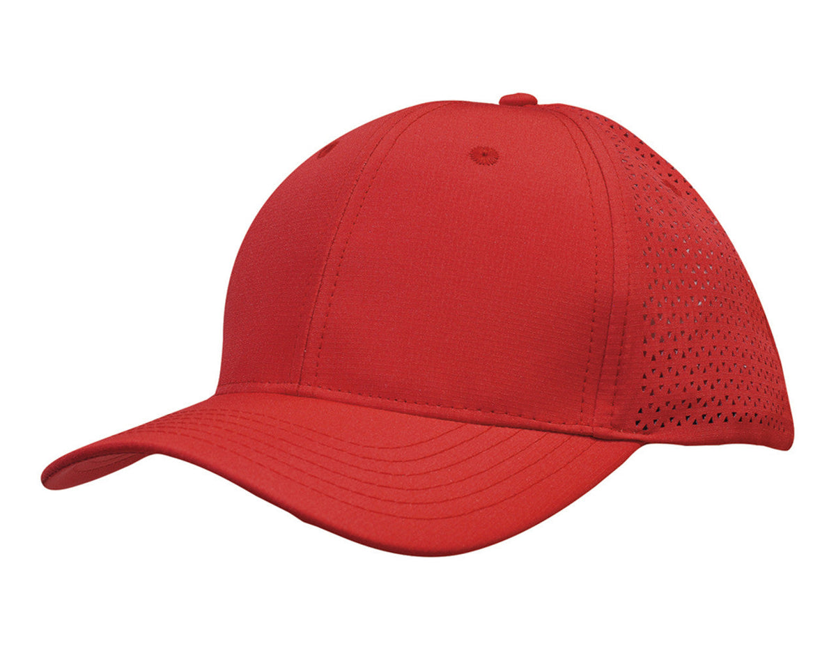 Sports Ripstop Twill With Triangle Perforations - Red