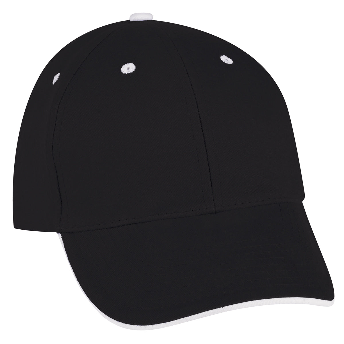Sandwich Cap - Embroidered - Black With White