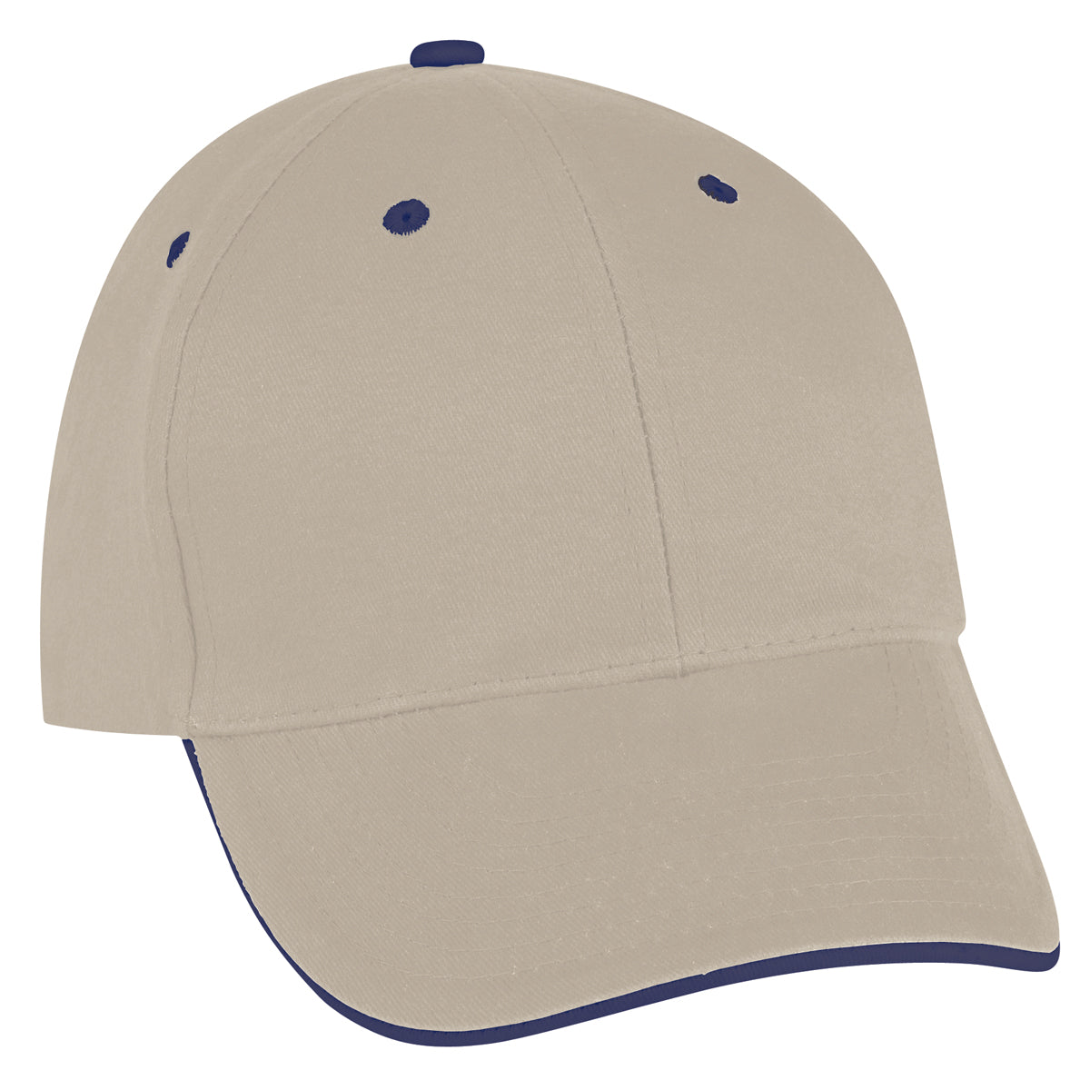 Sandwich Cap - Embroidered - Khaki With Navy