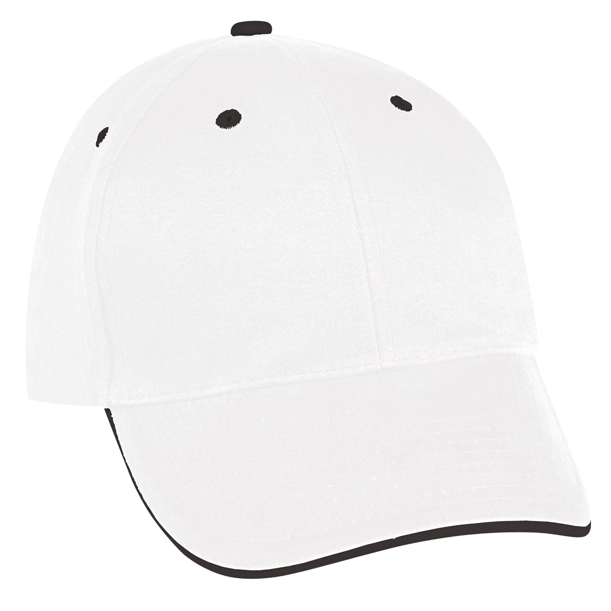Sandwich Cap - Embroidered - White With Black