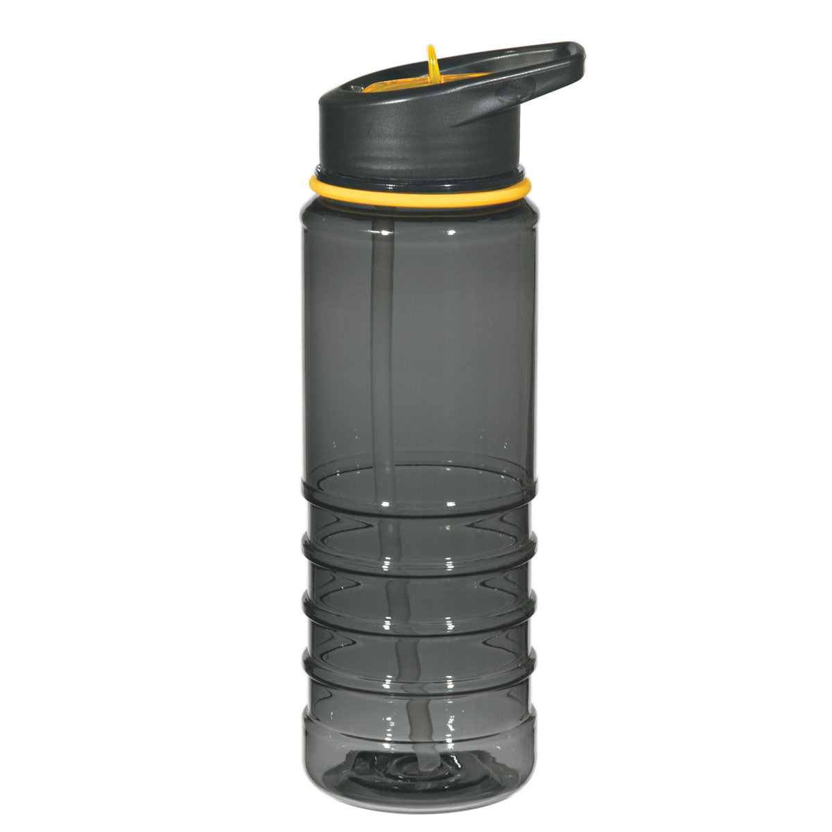 24 oz Gripper Bottle with Straw - Charcoal With Yellow