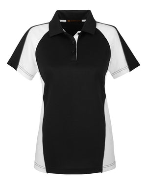 Harriton Ladies' Advantage Snag Protection Plus IL Colorblock Polo - Black/ White/ Dark Charcoal