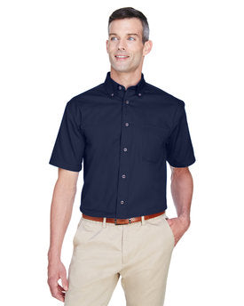 Harriton Men's Easy Blend™ Short-Sleeve Twill Shirt with Stain-Release - Navy