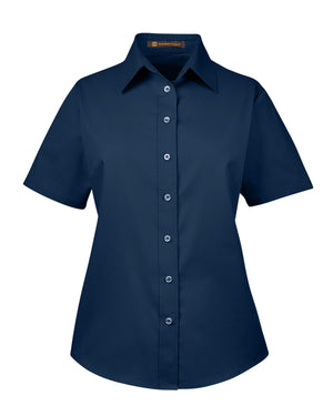 Harriton Ladies' Easy Blend™ Short-Sleeve Twill Shirt with Stain-Release - Navy