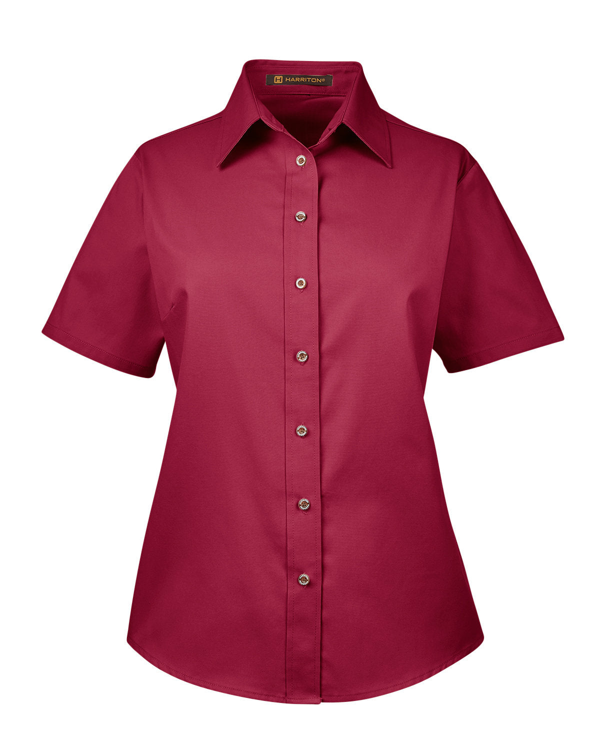 Harriton Ladies' Easy Blend™ Short-Sleeve Twill Shirt with Stain-Release - Wine