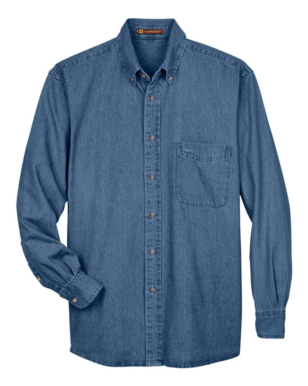 Harriton Men's Long-Sleeve Denim Shirt - Light Denim