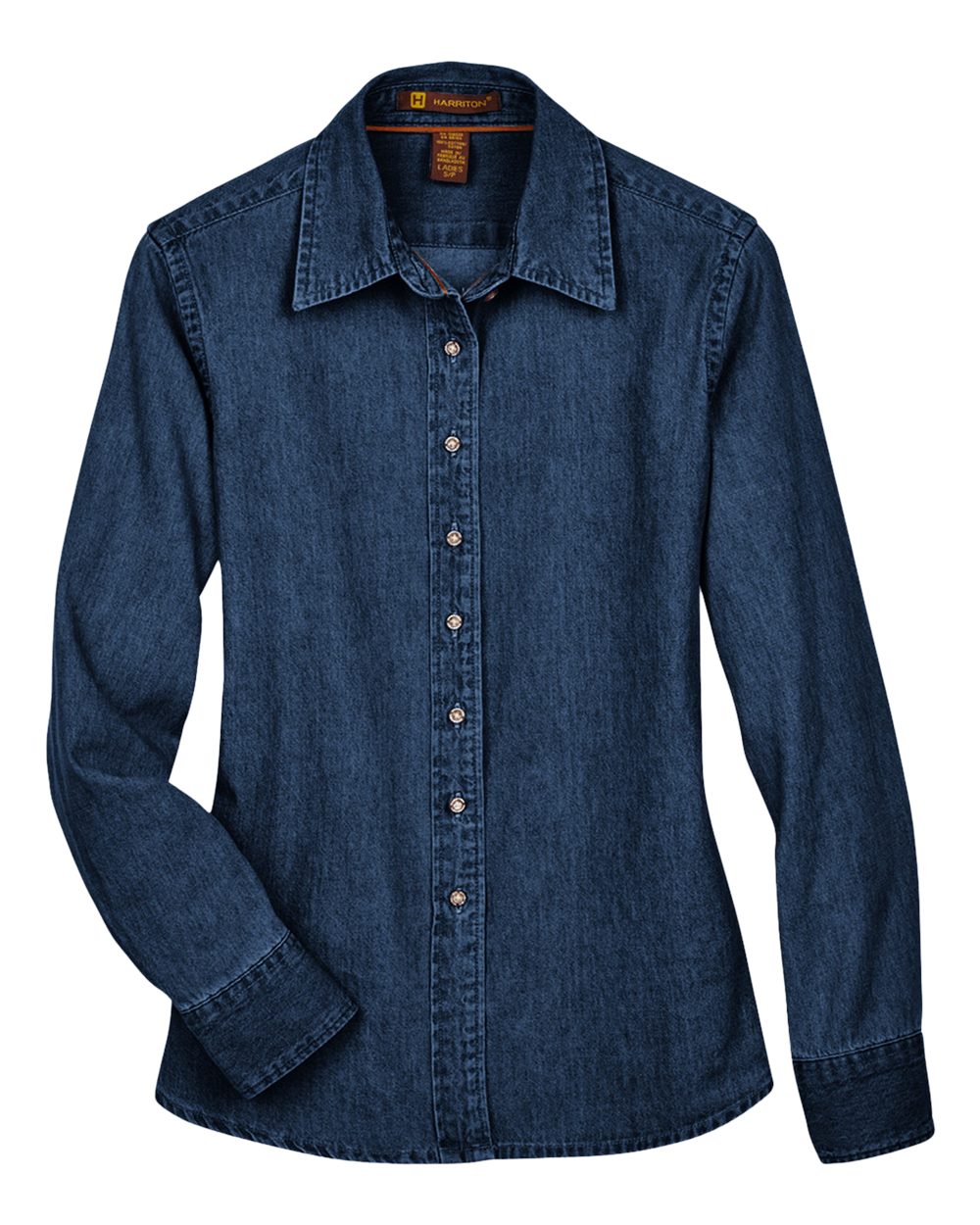 Harriton Ladies' Long-Sleeve Denim Shirt - Dark Denim