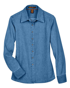 Harriton Ladies' Long-Sleeve Denim Shirt - Light Denim