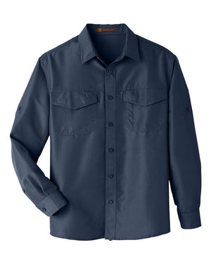 Harriton Men's Key West Long-Sleeve Performance Staff Shirt - Navy