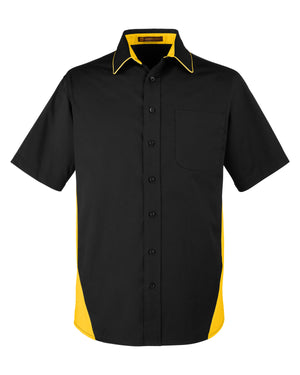 Harriton Men's Flash IL Colorblock Short Sleeve Shirt - Black/Snry Yllw